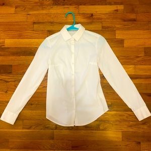 Express XXS white fitted button down button up